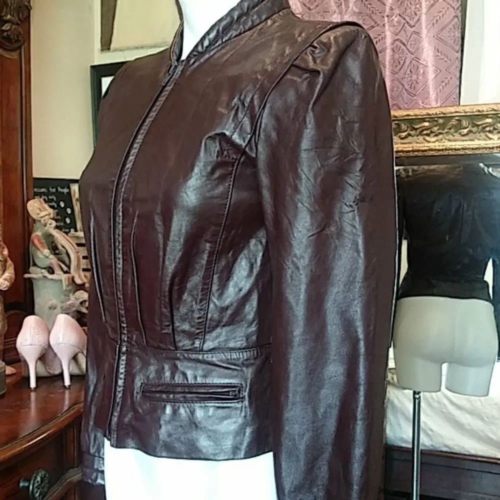 Bermans. Dark burgendy leather jacket